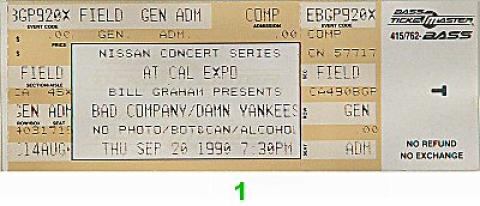 Bad Company Vintage Ticket