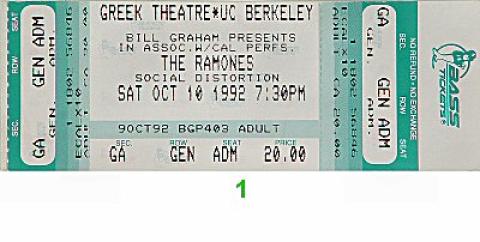 The Ramones Vintage Ticket